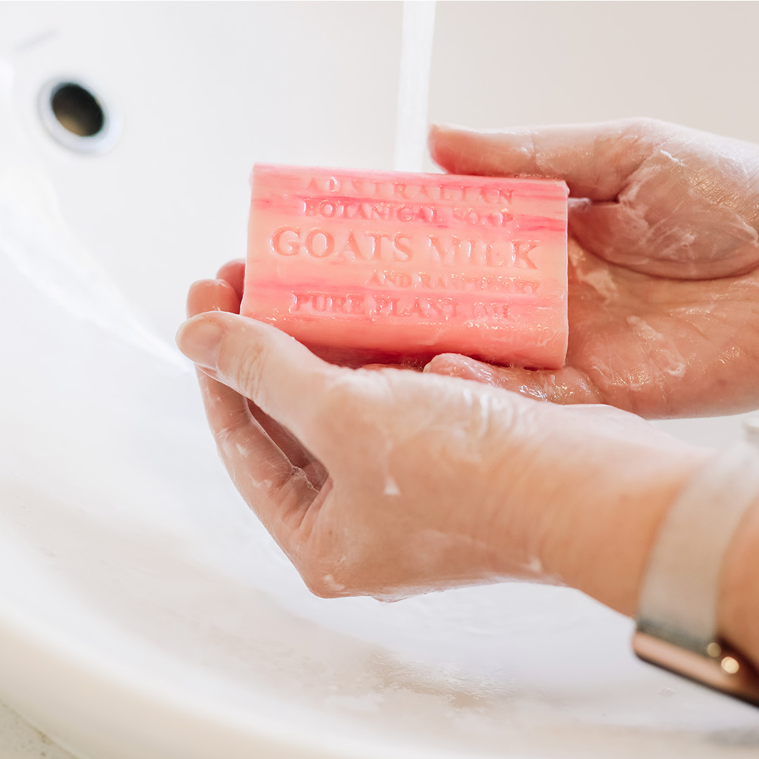Goats Milk with Raspberry Hand Wash & Soap Bar Bundle - Image 4